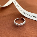 Elegant Light Luxury High-End Diamond Ring For Women, INS Versatile Open Index Finger Ring, Niche Simple Sparkling Zircon Band