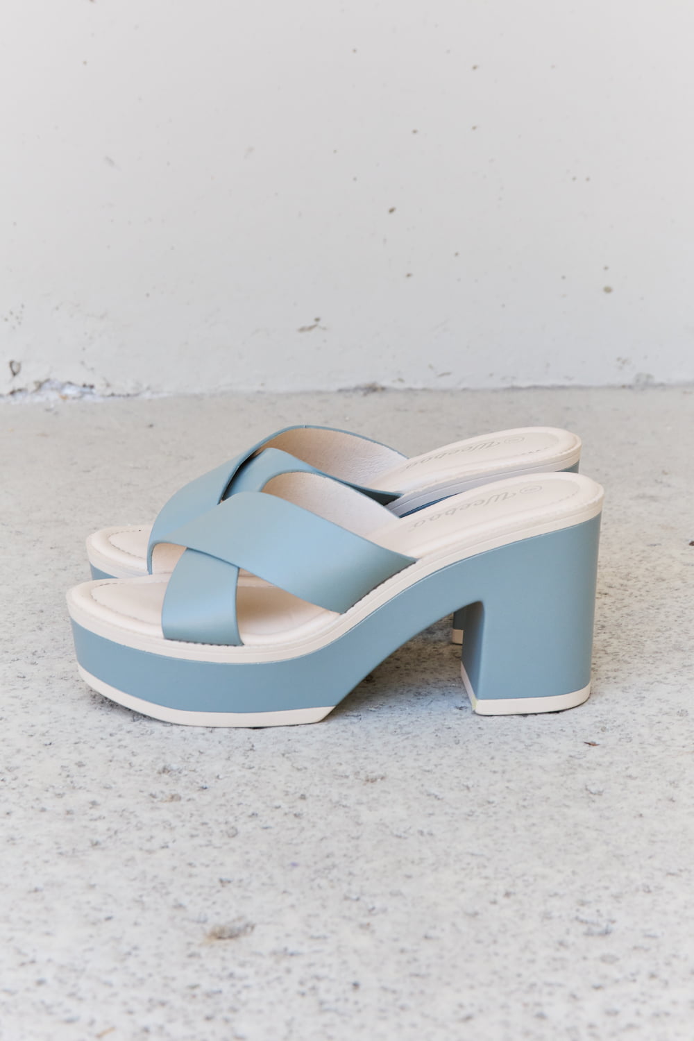 Weeboo Cherish Contrast Platform Sandals Misty Blue