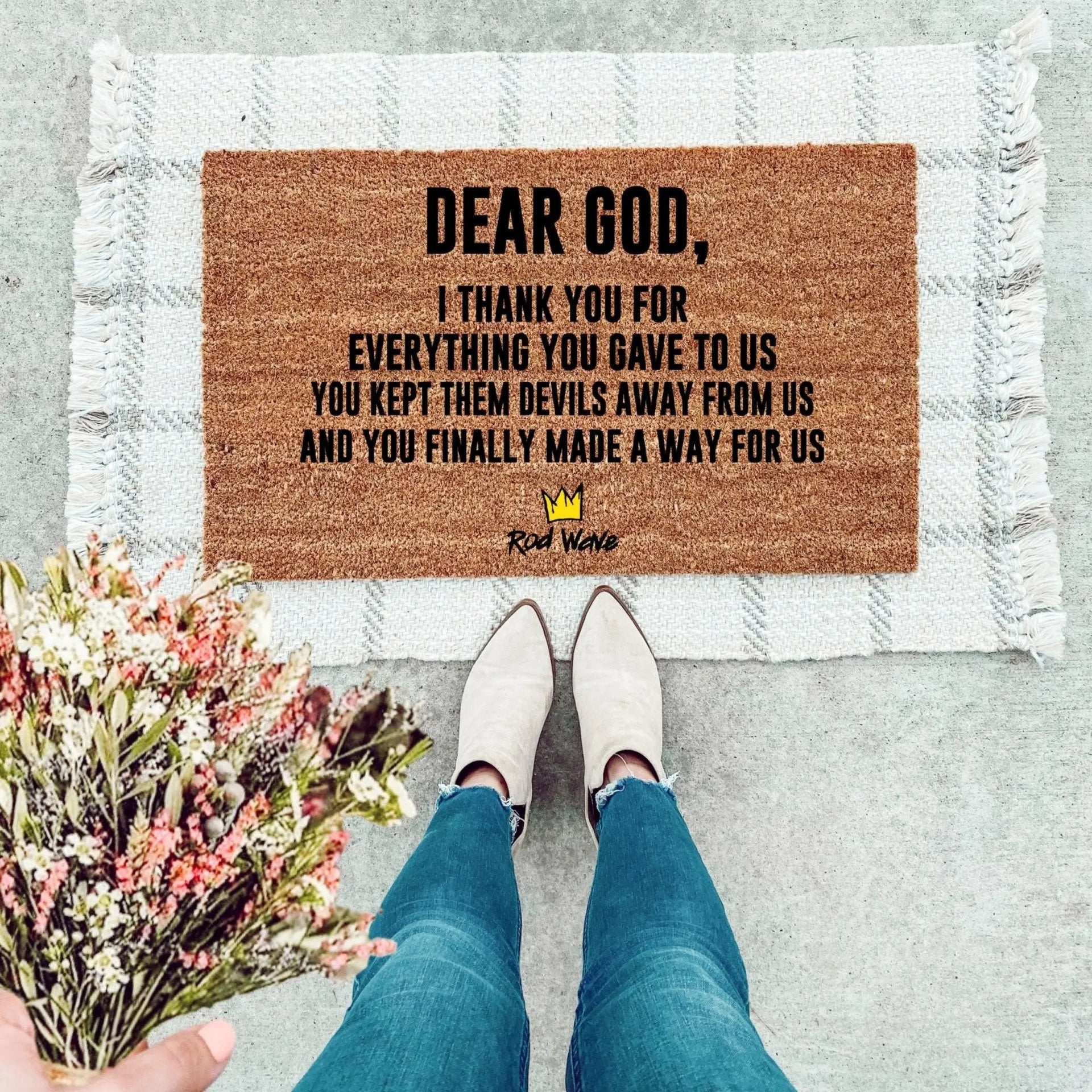 Dear God I Thank You Inspirational Coir Welcome Door Mat