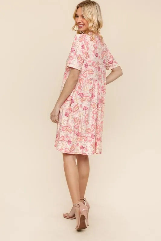 Women's Paisley Print Knit Fit and Flare Dress