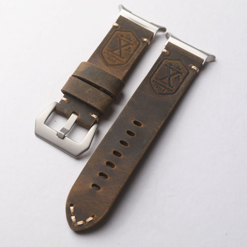 Vintage Distressed Genuine Leather Watch Strap