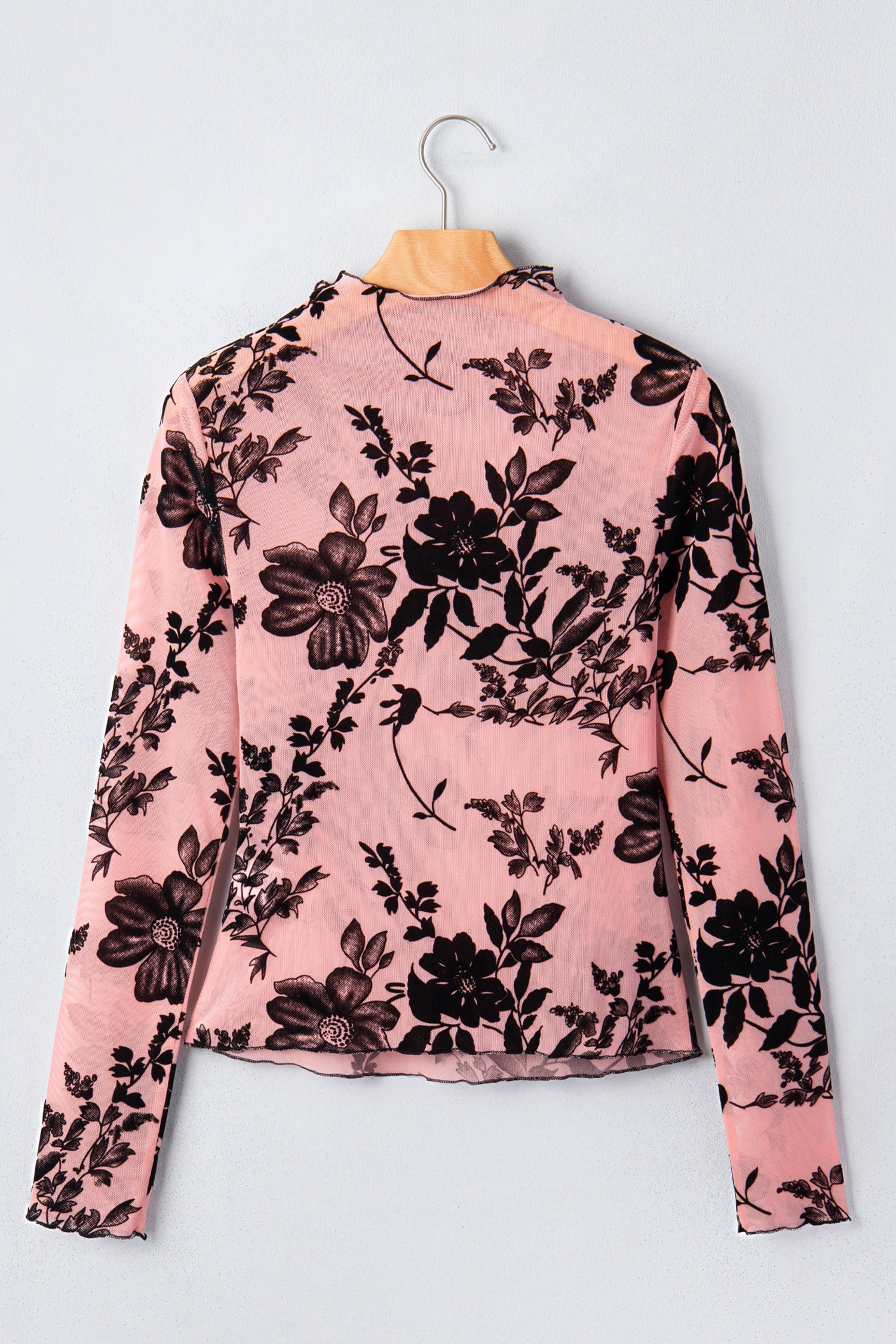 Floral Retro Mesh Long Sleeve Blouse for Women