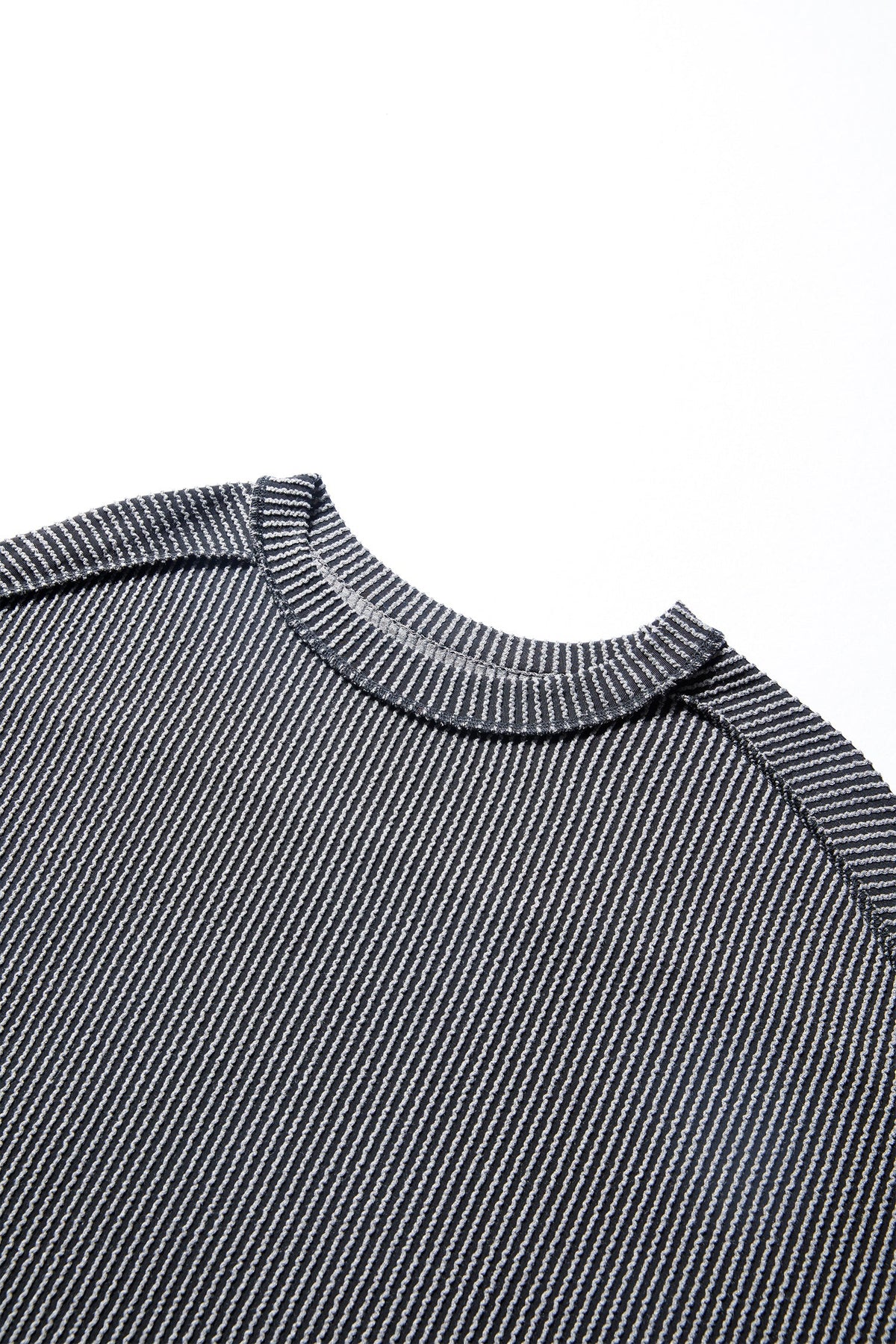 Solid Corded Knit Long Sleeve Top