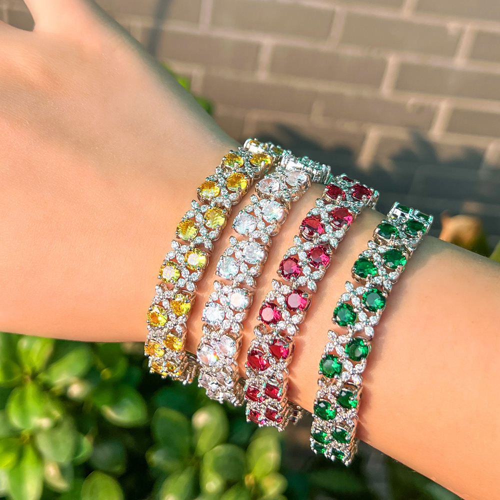 S925 Silver Micro-Inlaid Zircon Bracelet Sparkling Gemstone Jewelry