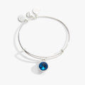 December birthstone charm bangle with sparkling blue zircon crystal