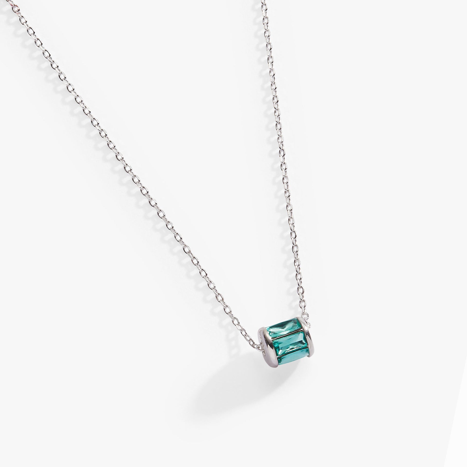 December Birthstone Baguette Pendant Necklace in Sterling Silver
