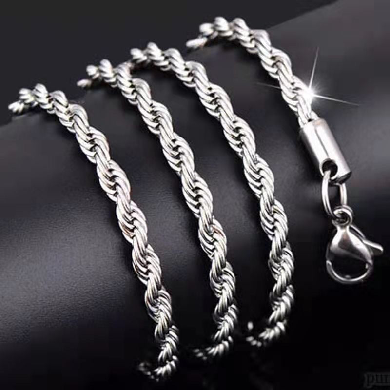 Stainless Steel Fried Dough Twists Necklace Fried Dough Twists Chain