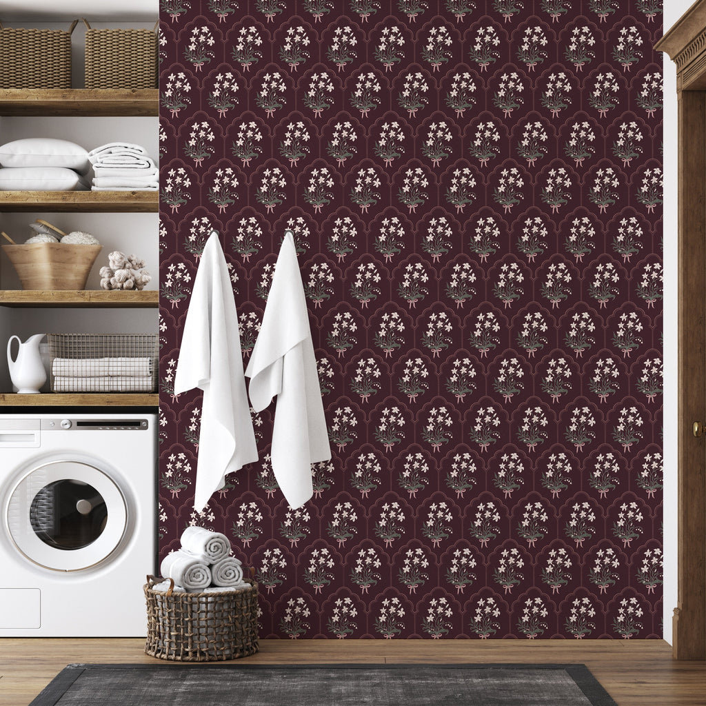 Oren Floral Wallpaper, Traditional Peel and Stick Wall Decor