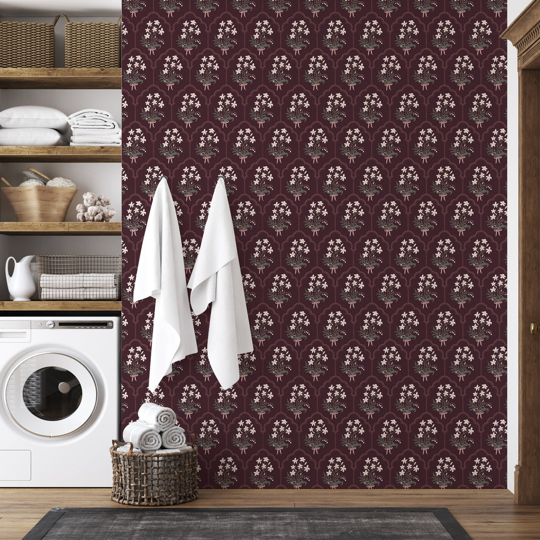 Oren Floral Wallpaper, Traditional Peel and Stick Wall Decor