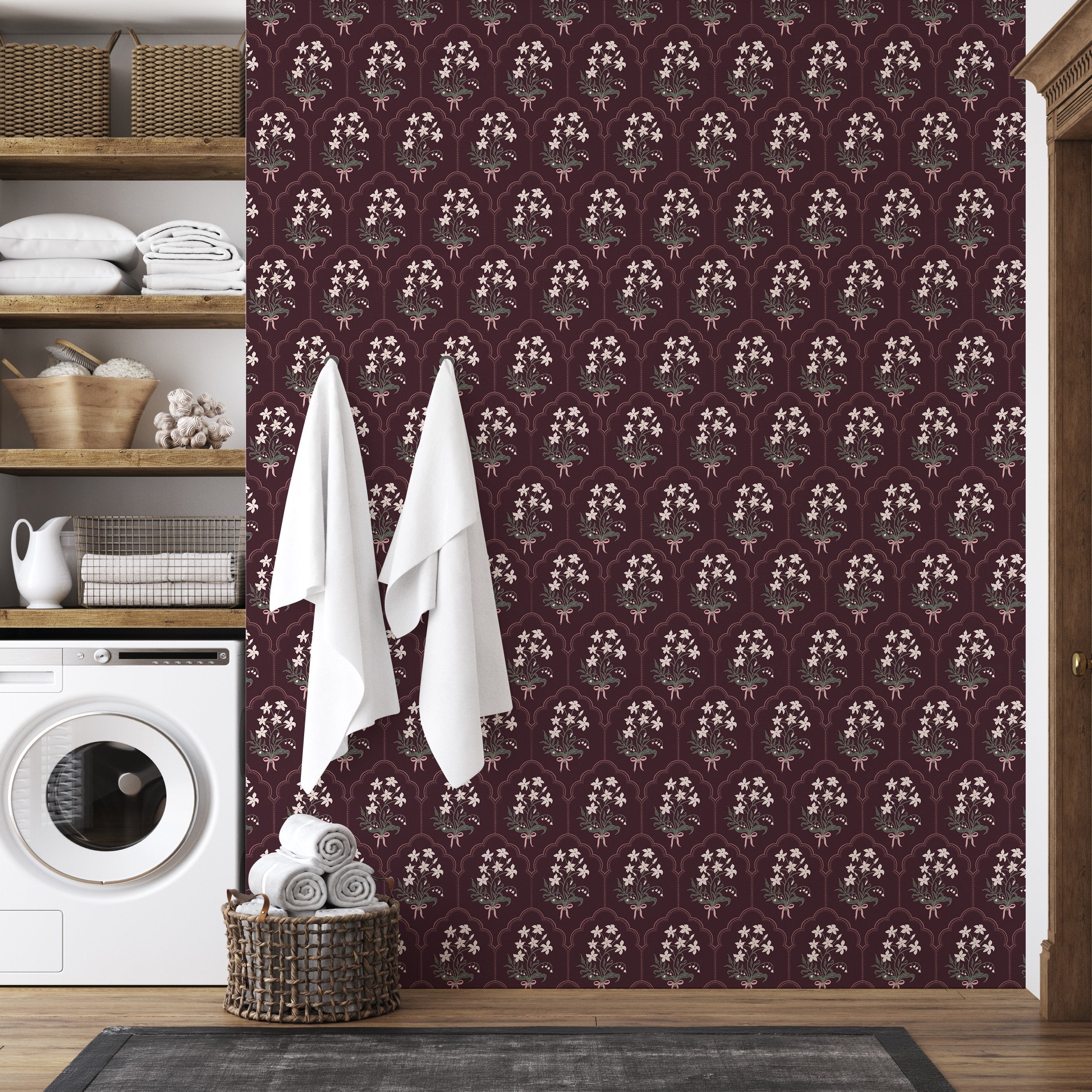 Oren Floral Wallpaper, Traditional Peel and Stick Wall Decor
