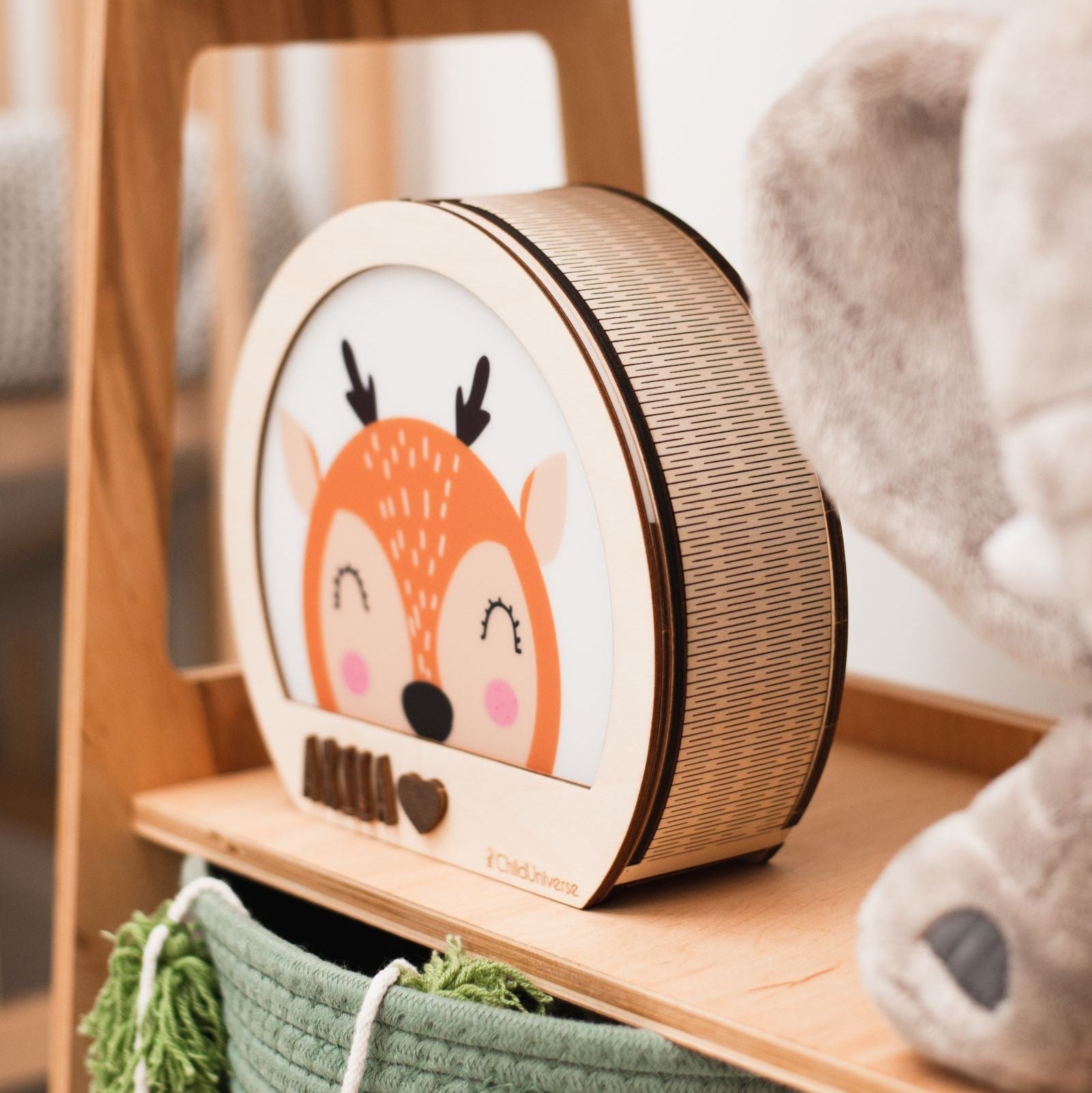 Wooden Deer Night Light for Nursery Decor