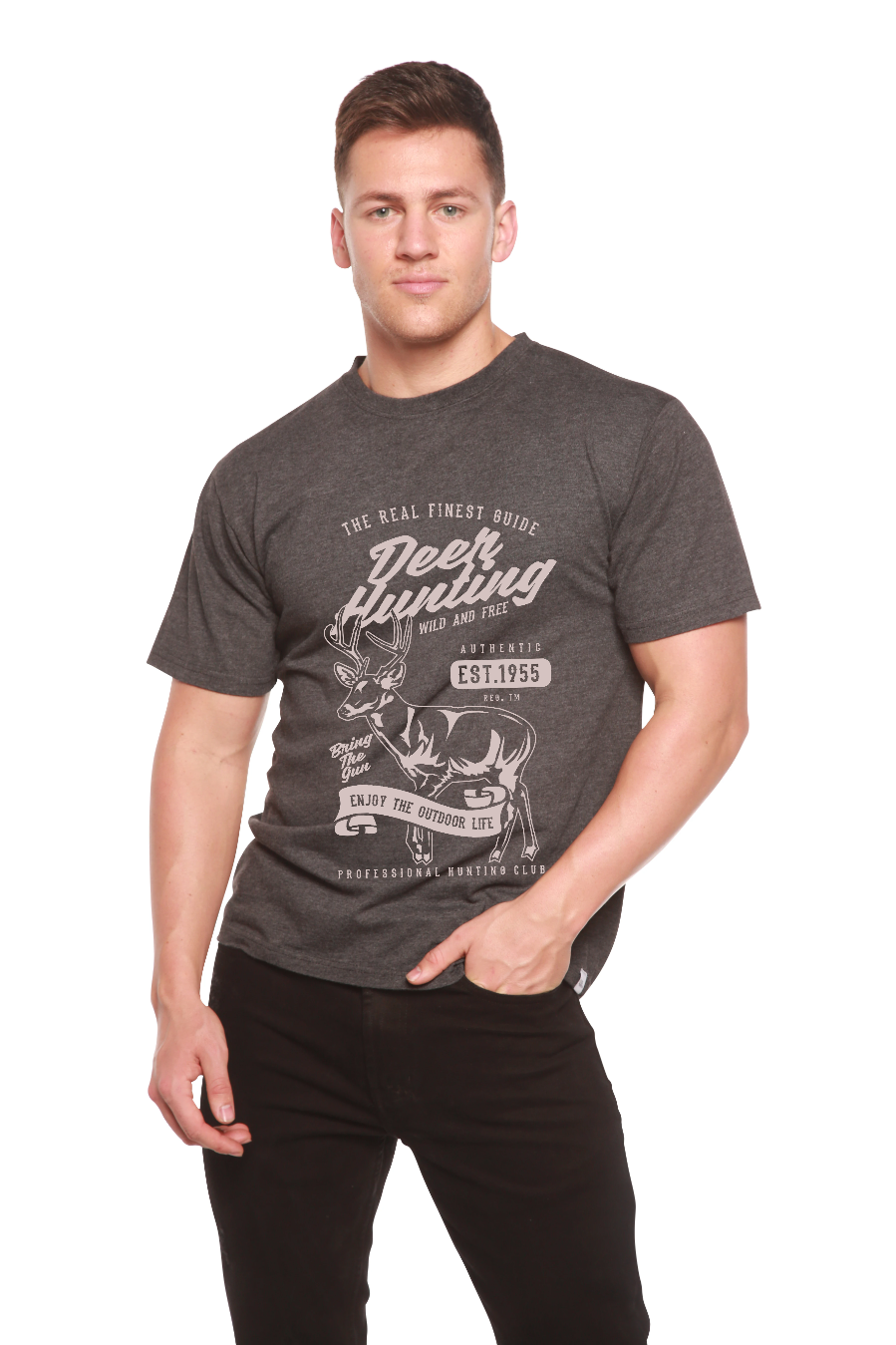 Men's Bamboo Viscose Organic Cotton Deer Hunting Graphic Tee