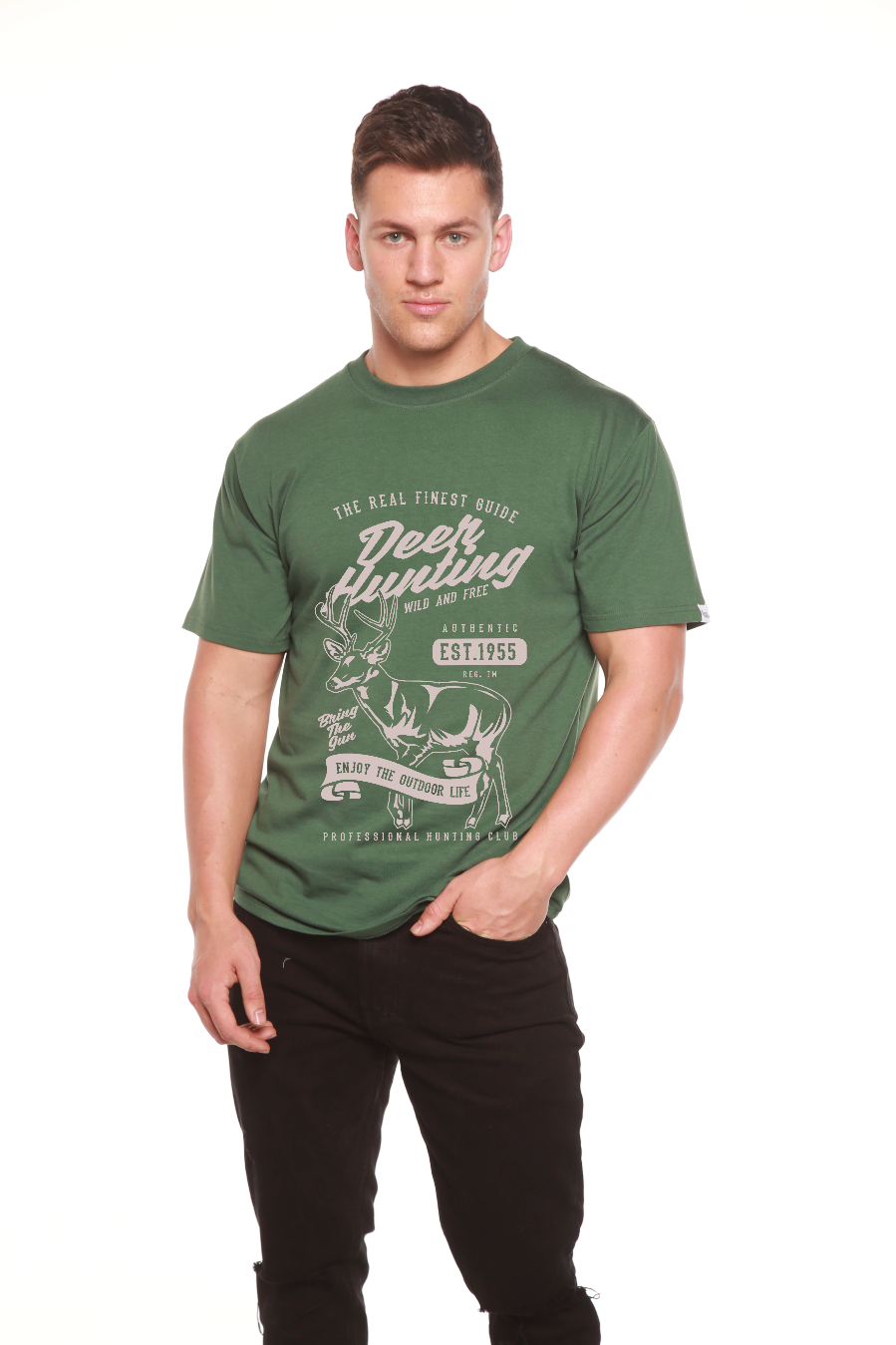 Men's Bamboo Viscose Organic Cotton Deer Hunting Graphic Tee