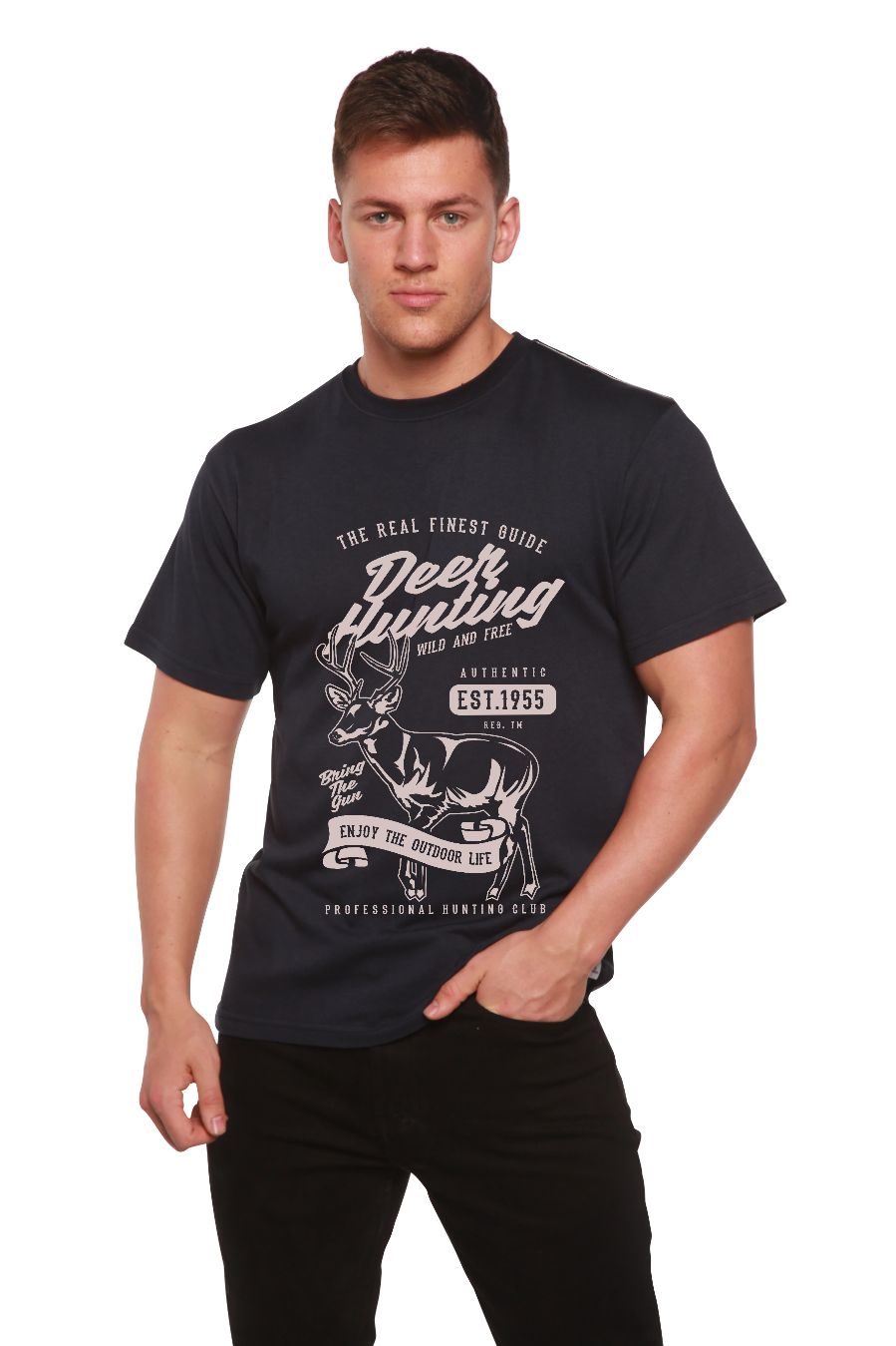 Men's Bamboo Viscose Organic Cotton Deer Hunting Graphic Tee