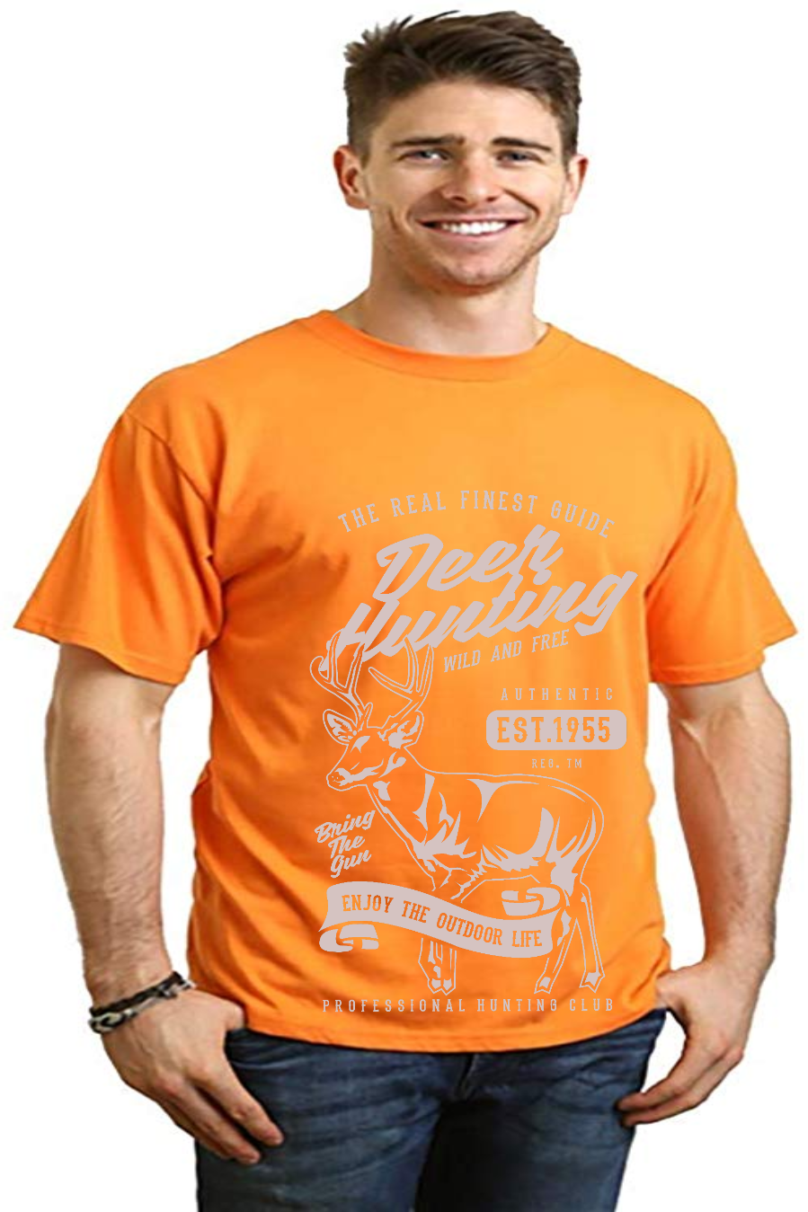 Men's Bamboo Viscose Organic Cotton Deer Hunting Graphic Tee
