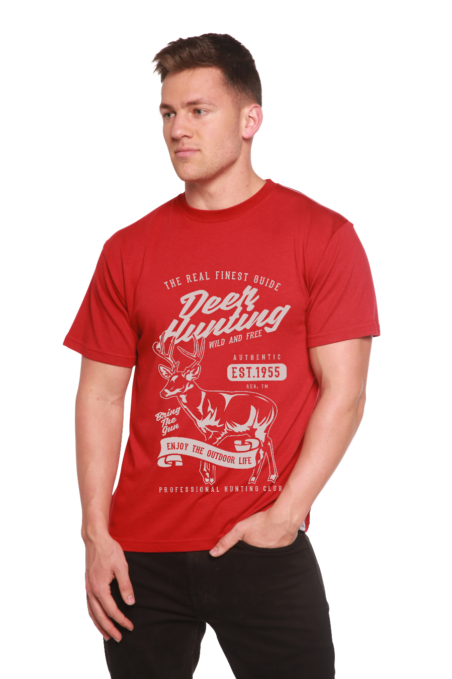 Men's Bamboo Viscose Organic Cotton Deer Hunting Graphic Tee