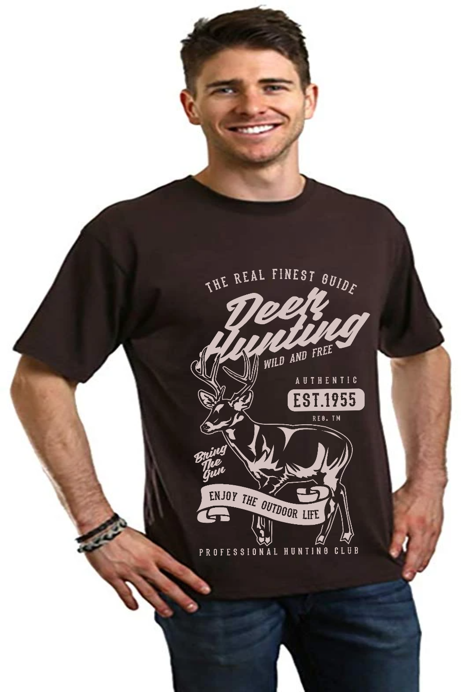 Men's Bamboo Viscose Organic Cotton Deer Hunting Graphic Tee