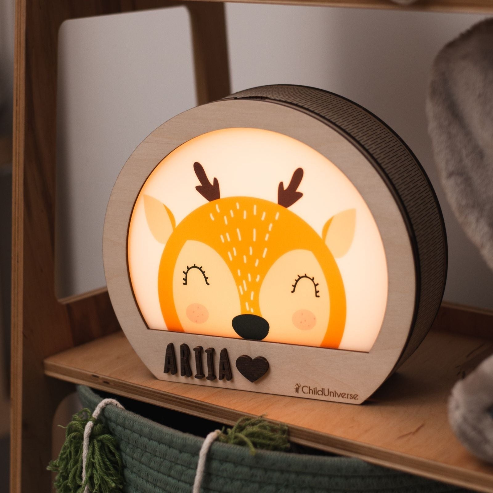 Wooden Deer Night Light for Nursery Decor