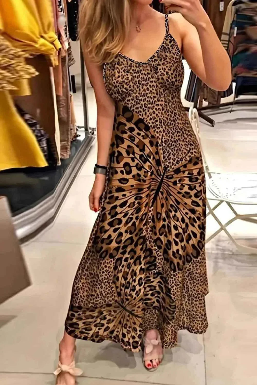 Butterfly Leopard Maxi Cami Dress