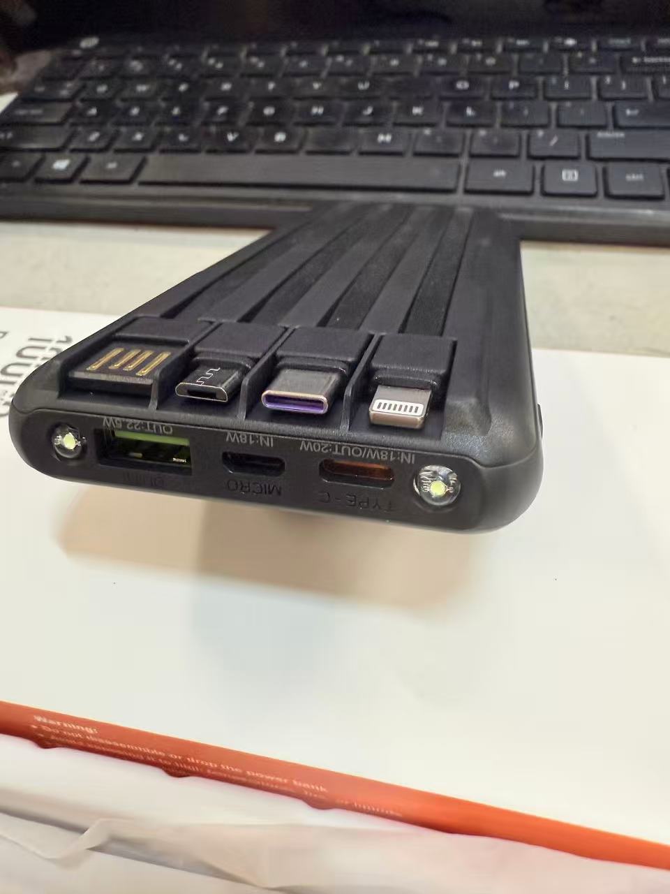 Portable Charger Power Bank - Slim Battery Pack USB C 10000mAh Built in Cable 22.5W Phone Fast Charging