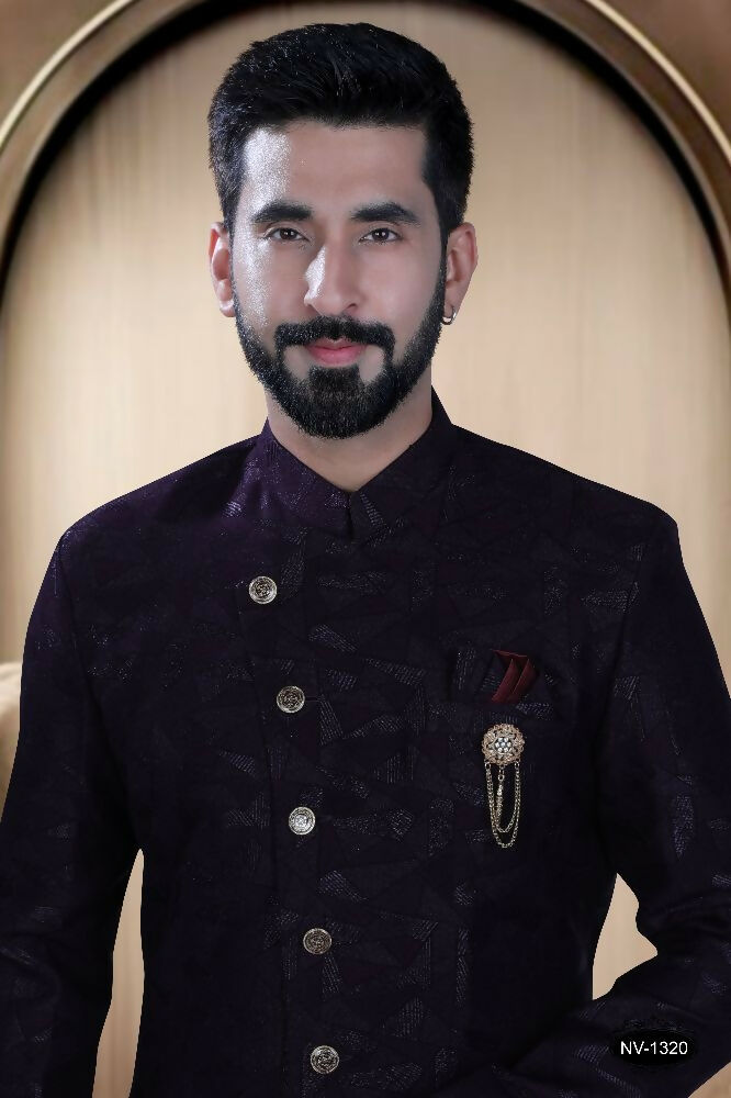 Wine Self-Design Indo-Western Kurta with Comfortable Pyjama