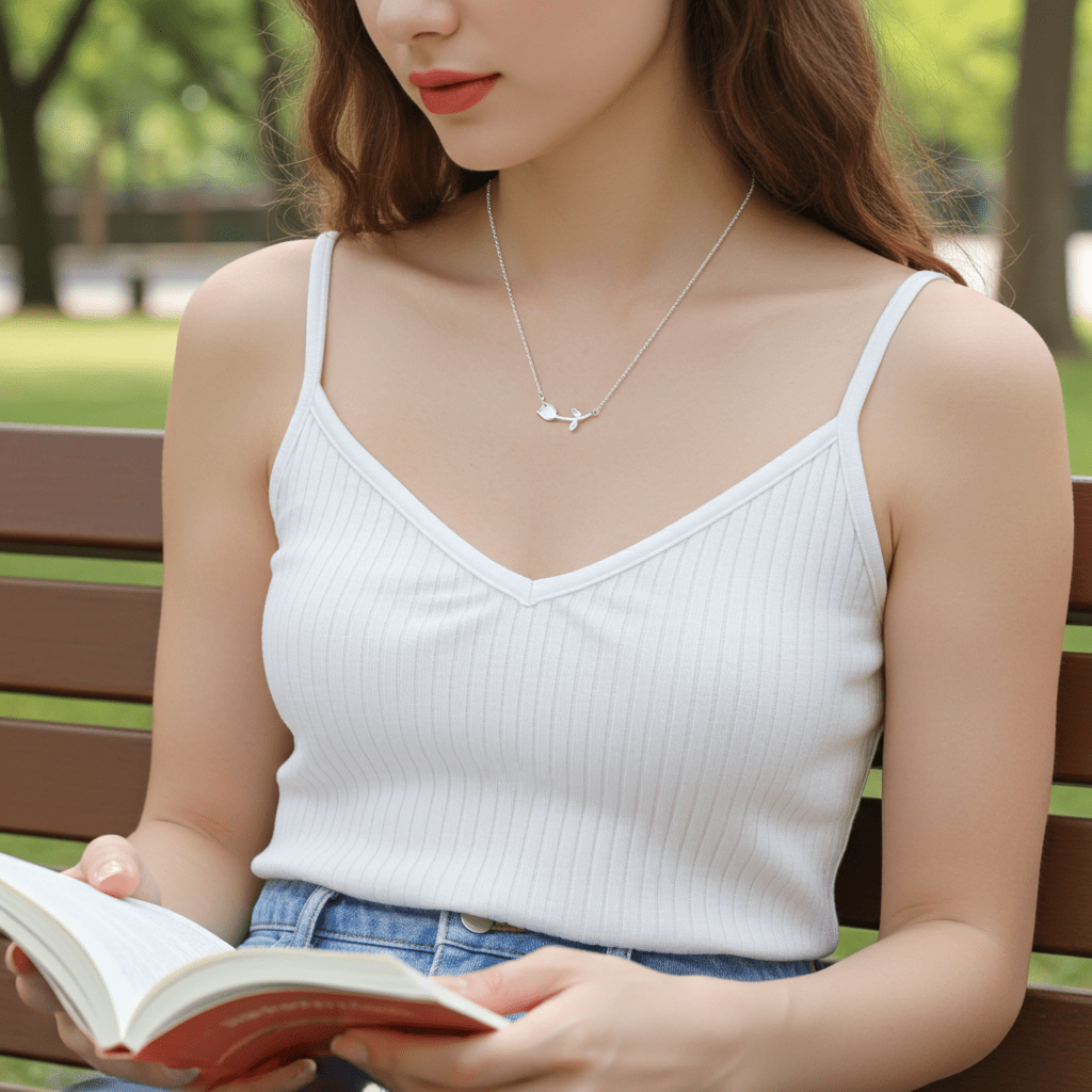 Delicate 925 Sterling Silver Twig Necklace - Hypoallergenic Nature-Inspired Jewelry