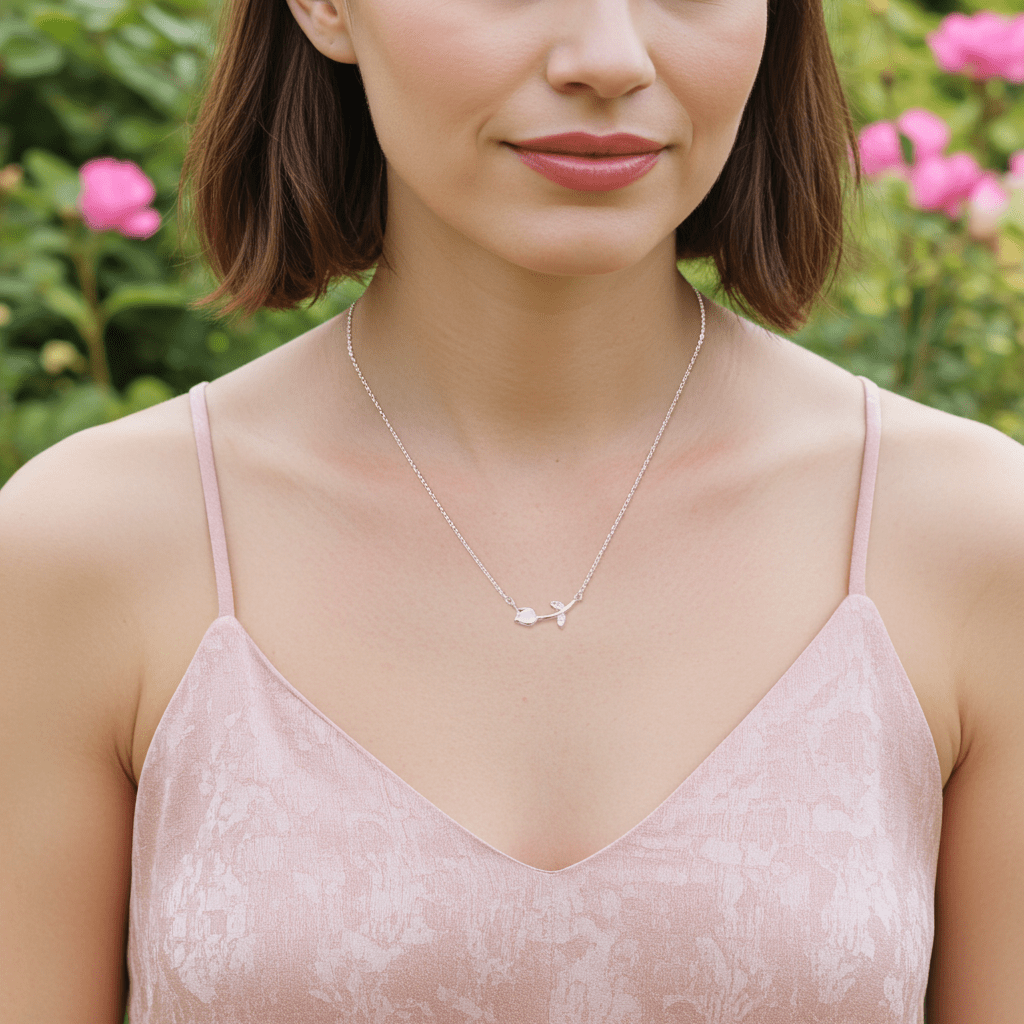 Delicate 925 Sterling Silver Twig Necklace - Hypoallergenic Nature-Inspired Jewelry