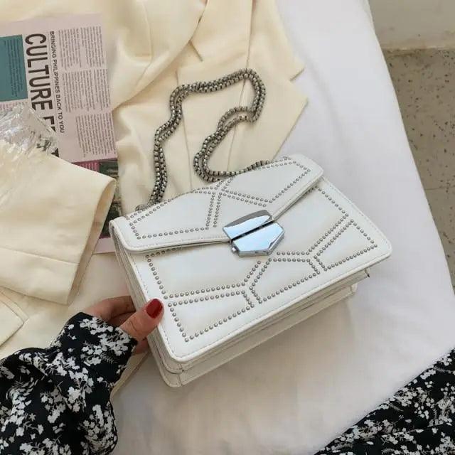 Classic Black PU Leather Crossbody Chain Bag for Girls