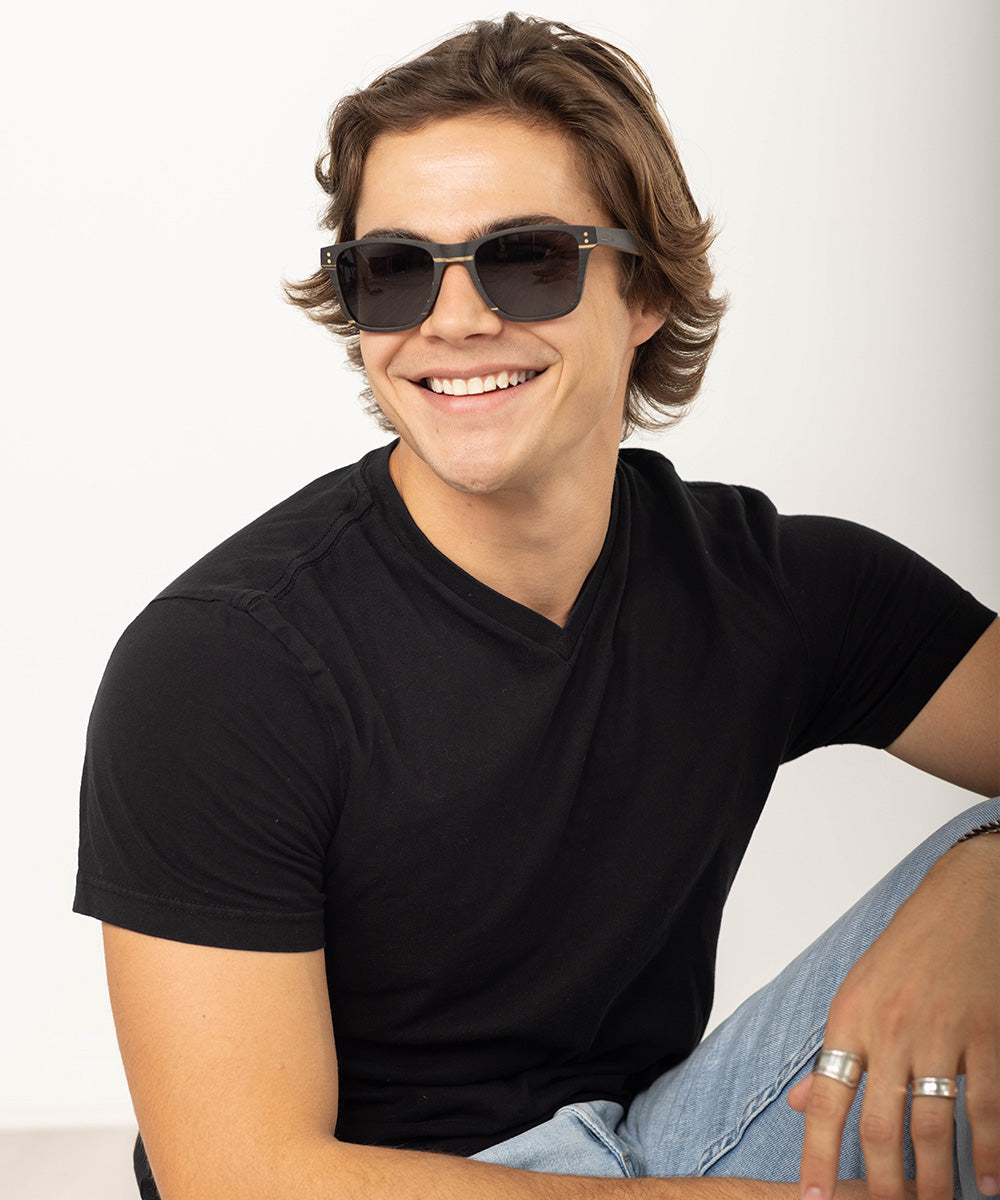 Delray Wood and Carbon Fiber Minimalist Sunglasses - Brown