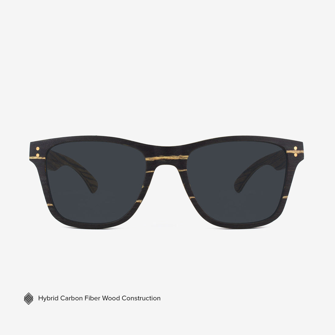 Delray minimalist hybrid wood and carbon fiber sunglasses in brown and black.