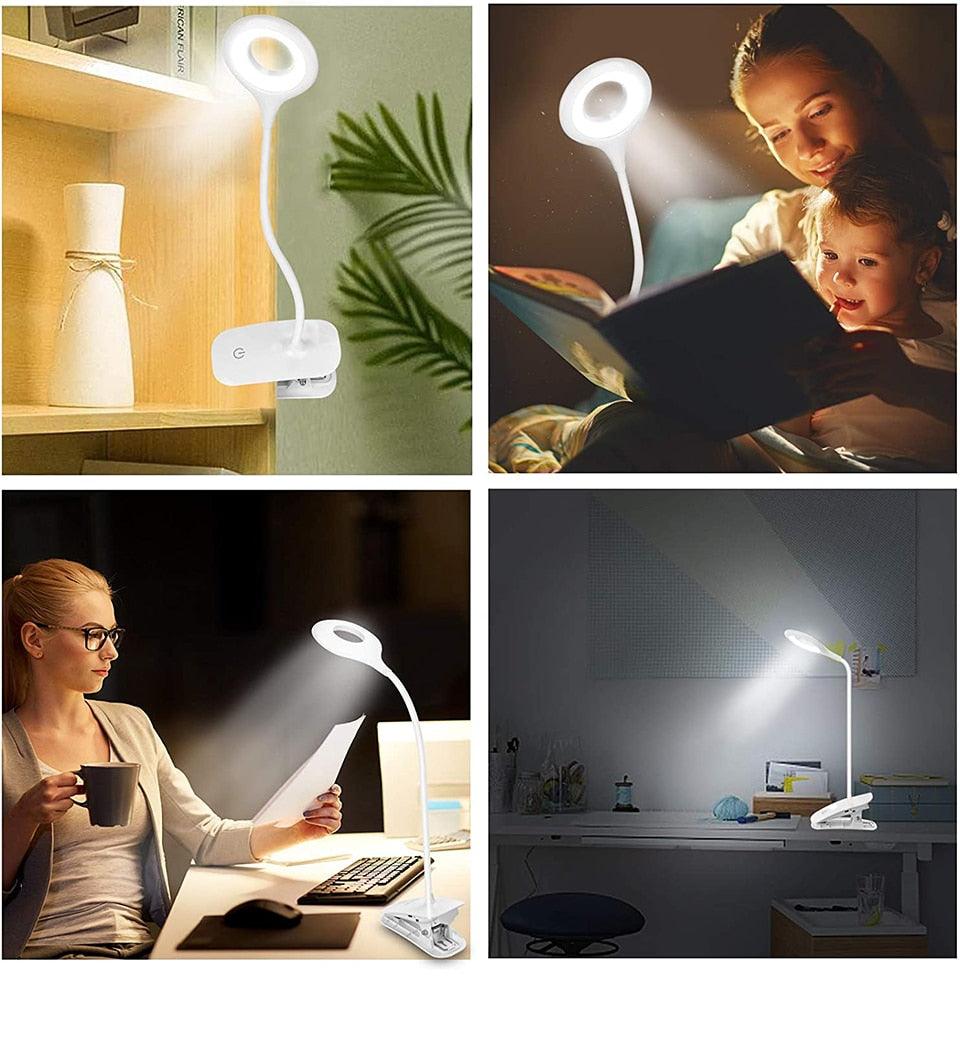 360° Flexible Clip-On LED Desk Lamp with 2500mAh Battery