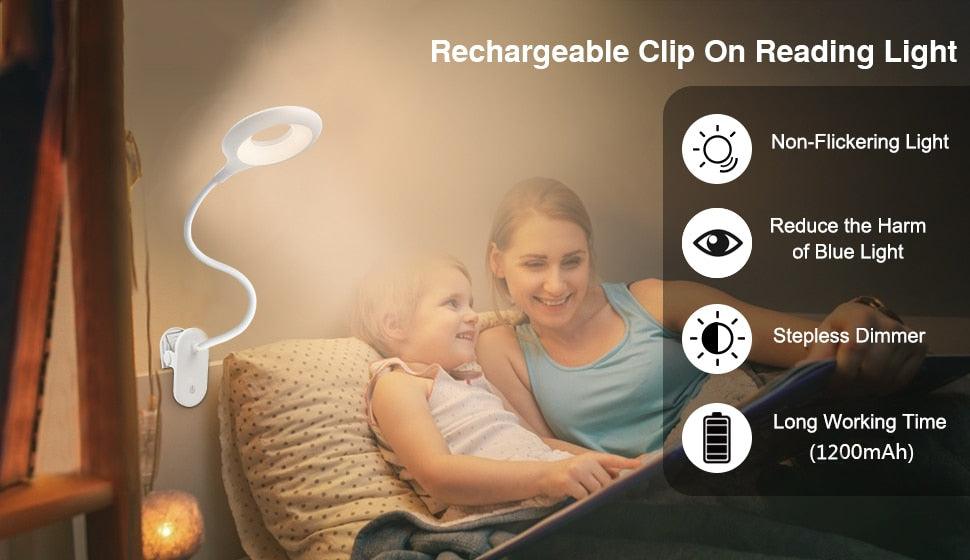 360° Flexible Clip-On LED Desk Lamp with 2500mAh Battery