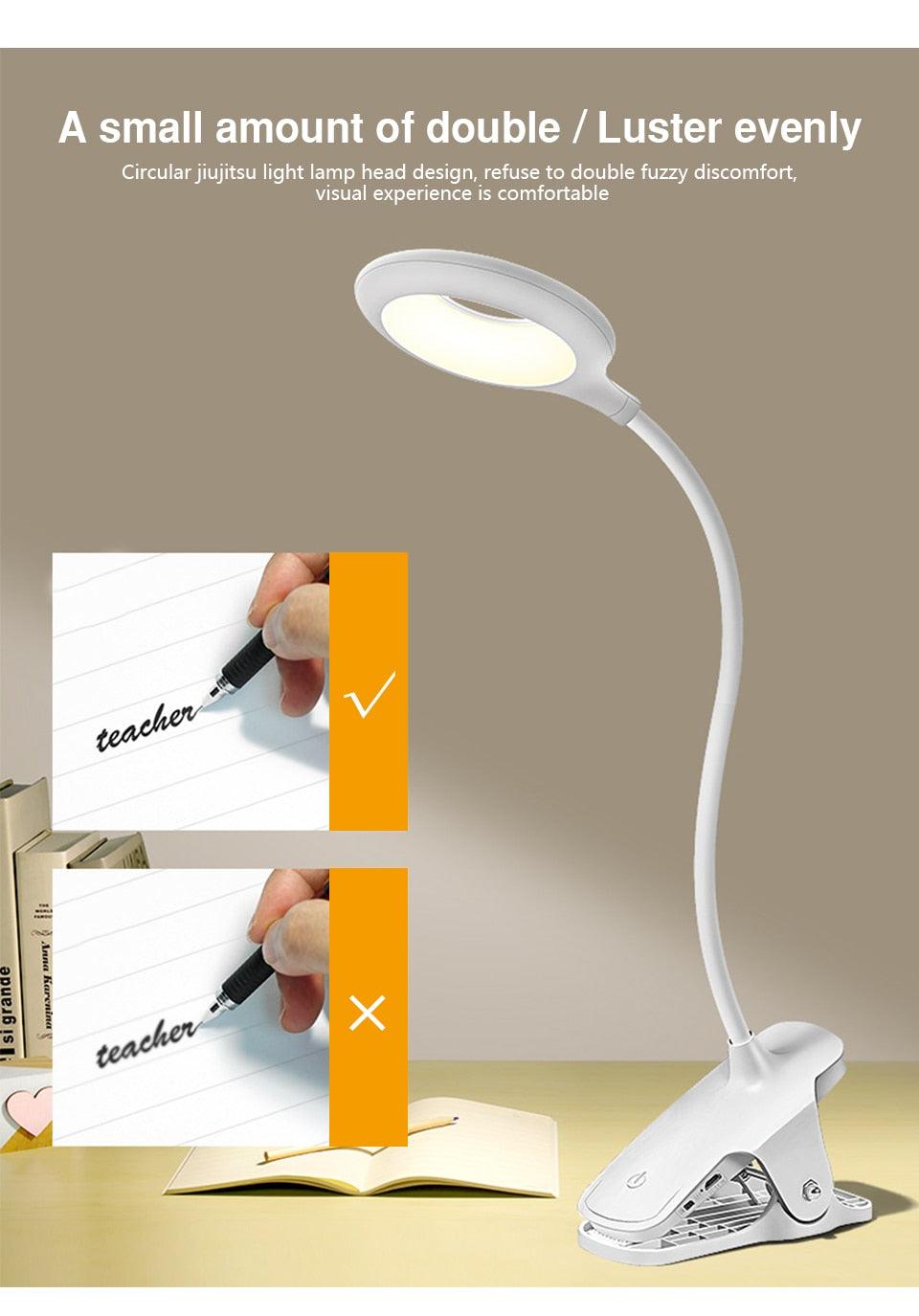 360° Flexible Clip-On LED Desk Lamp with 2500mAh Battery