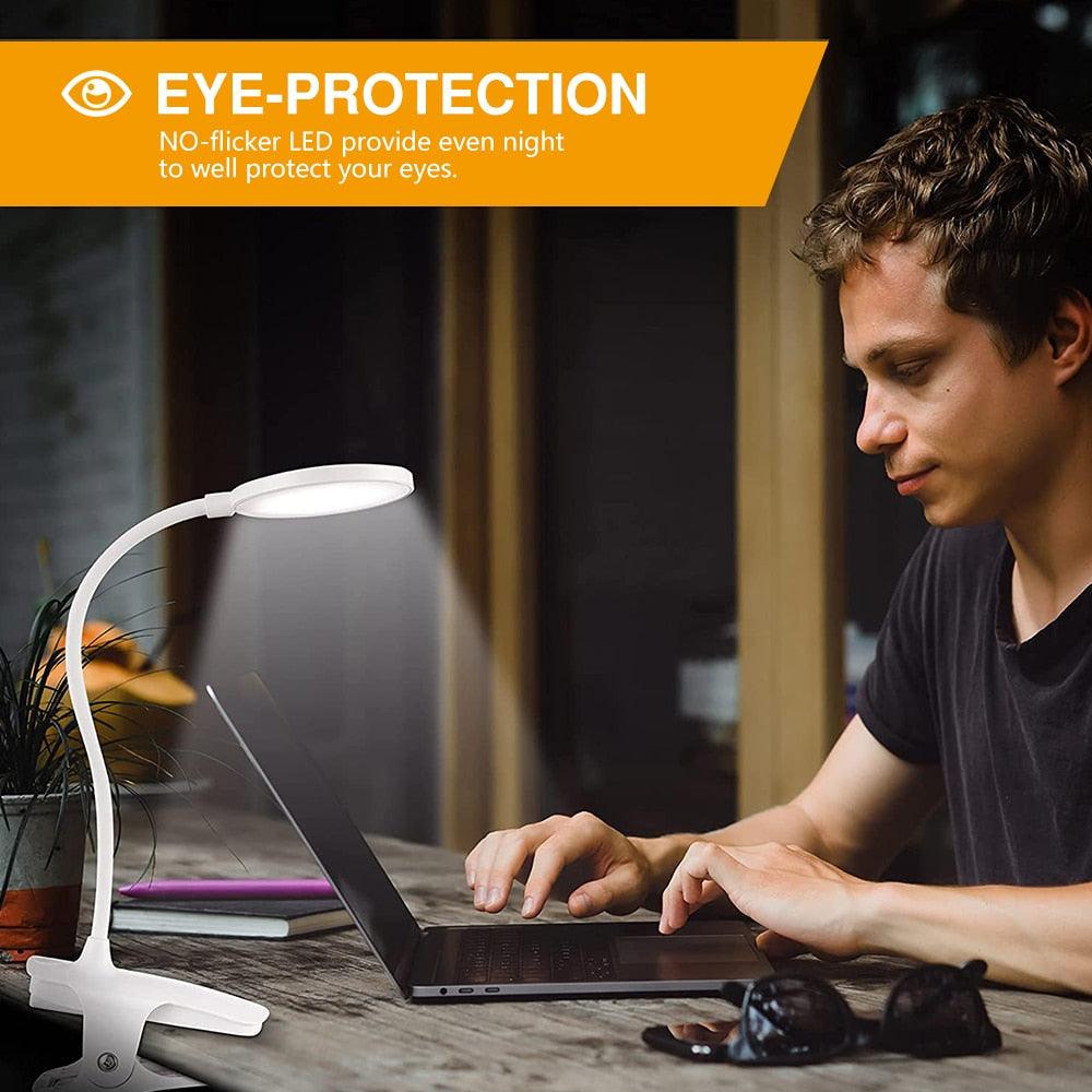 360° Flexible Clip-On LED Desk Lamp with 2500mAh Battery
