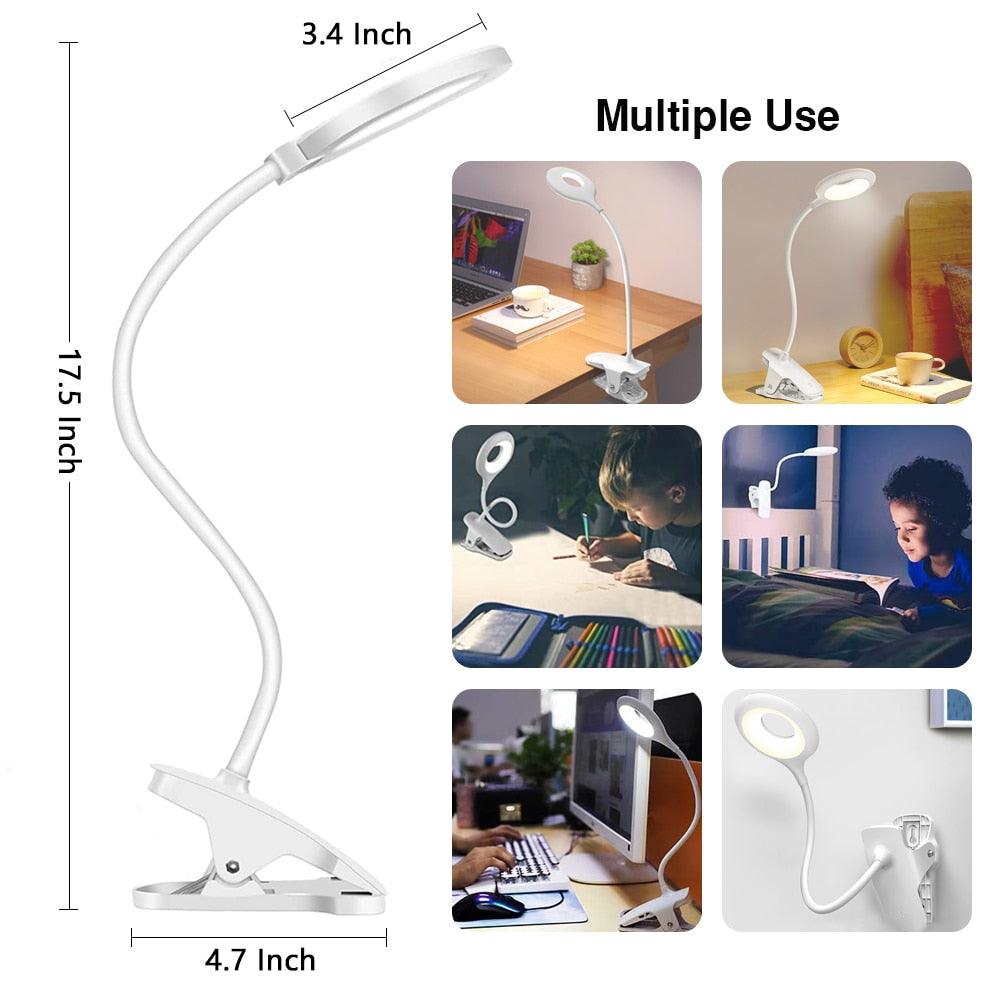 360° Flexible Clip-On LED Desk Lamp with 2500mAh Battery