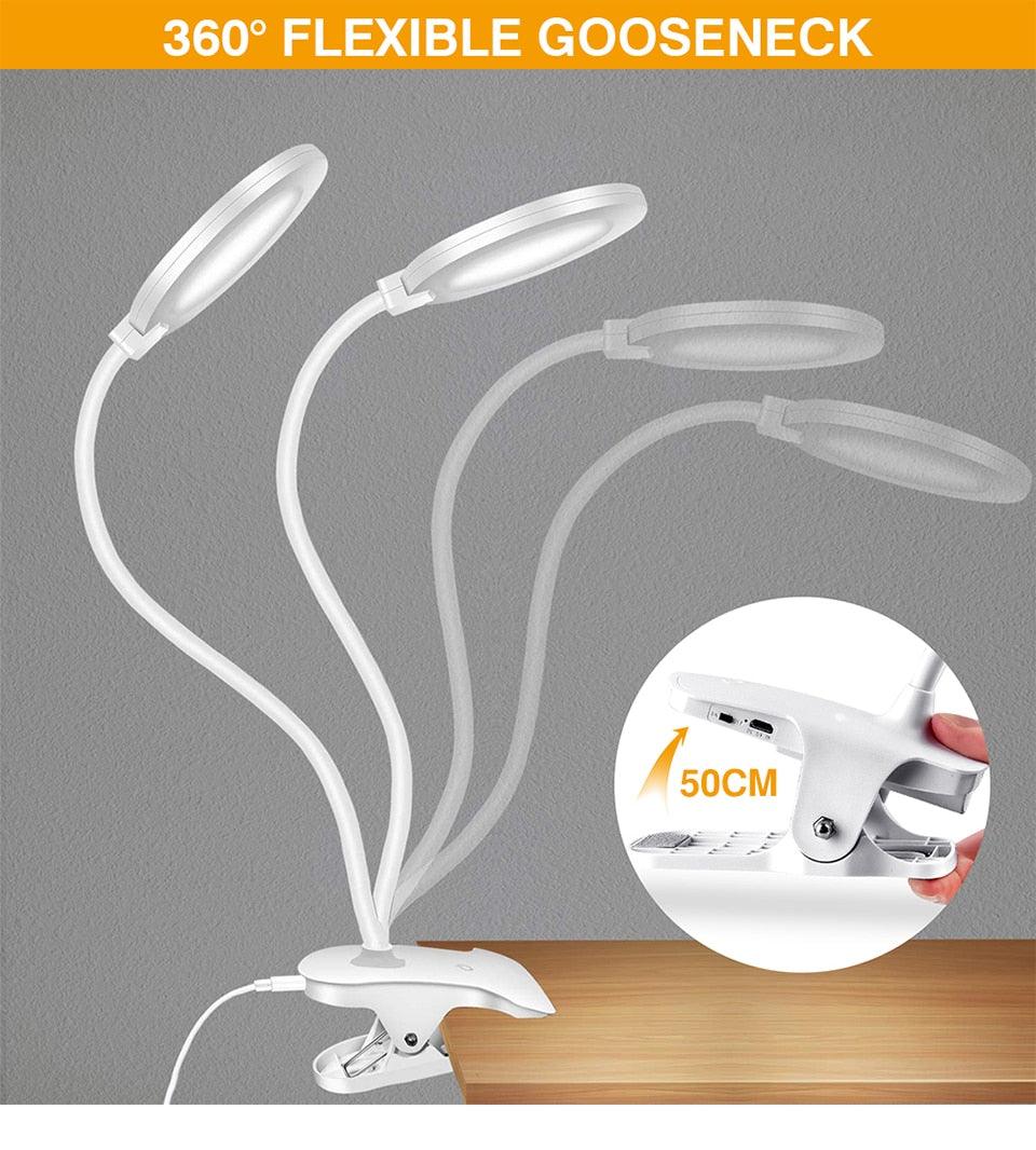 360° Flexible Clip-On LED Desk Lamp with 2500mAh Battery
