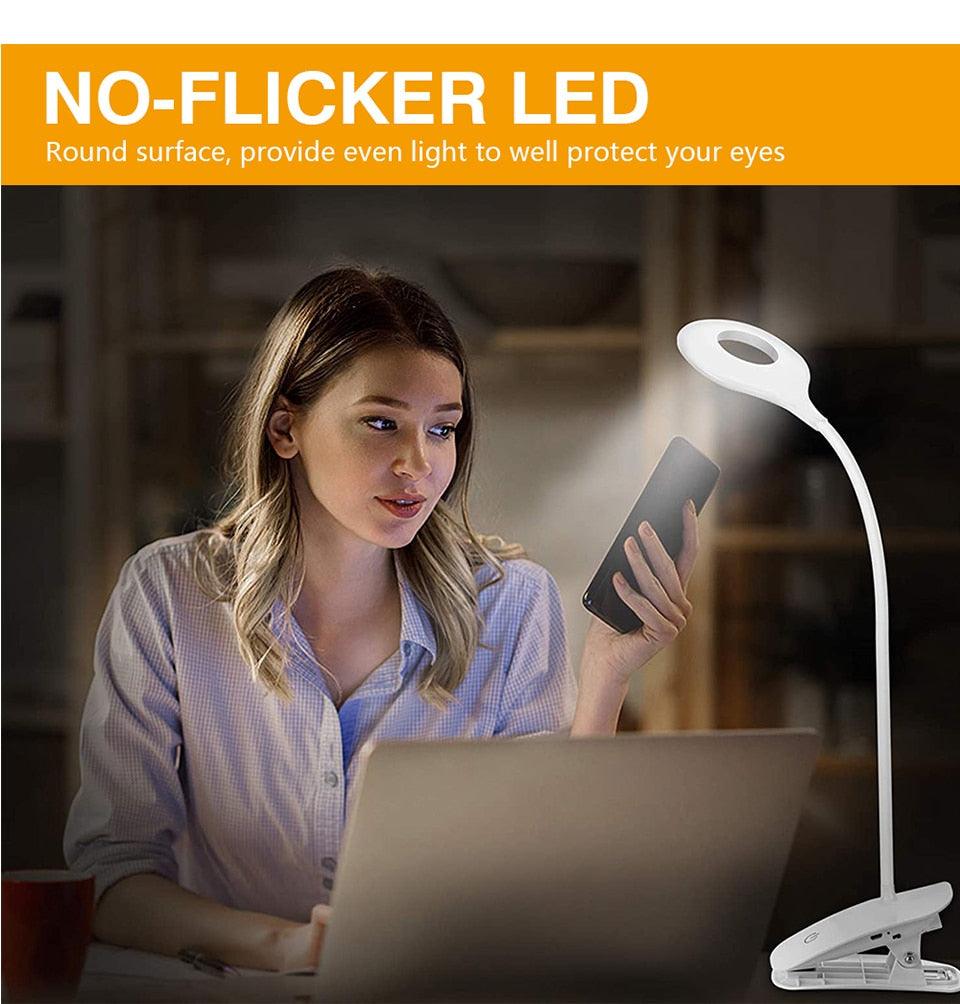 360° Flexible Clip-On LED Desk Lamp with 2500mAh Battery