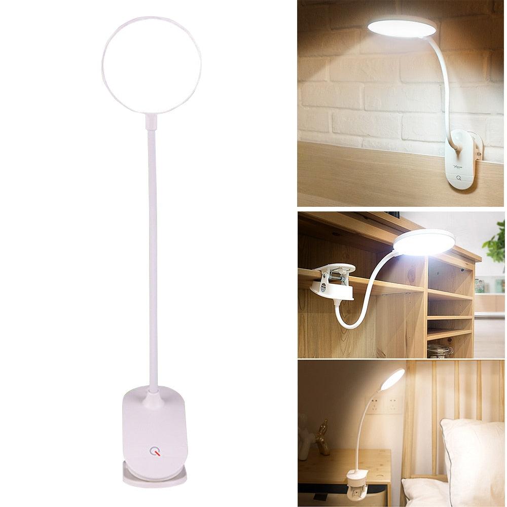 Flexible LED Clip-On Desk Lamp for Reading & Bedside - White
