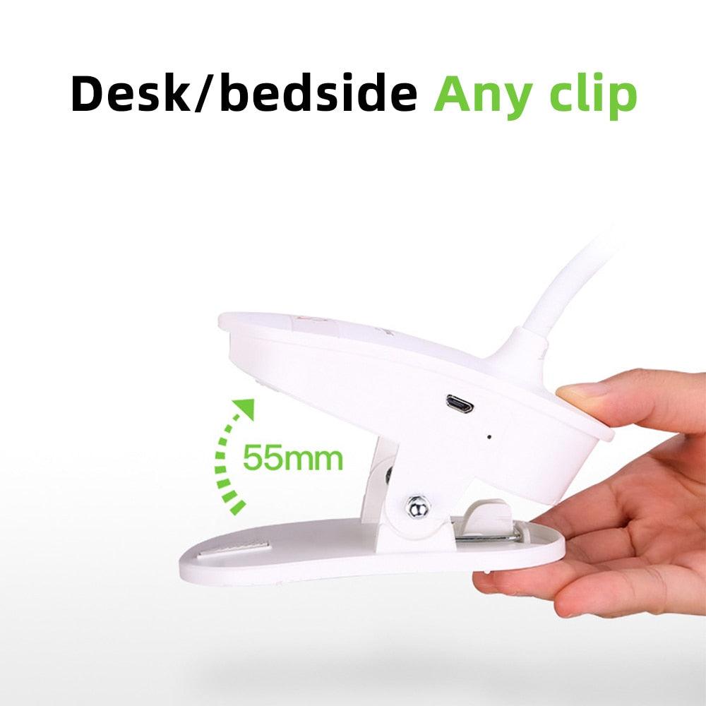 Flexible LED Clip-On Desk Lamp for Reading & Bedside - White