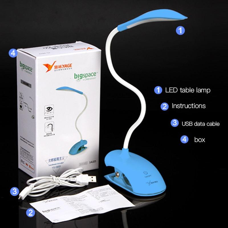 14 LED Dimmable Desk Lamp with Clip - Portable Reading Light