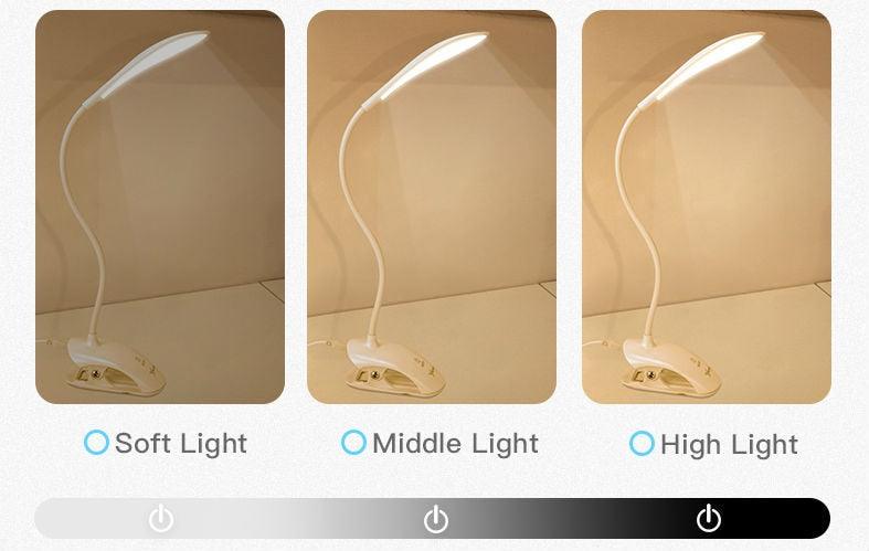 14 LED Dimmable Desk Lamp with Clip - Portable Reading Light
