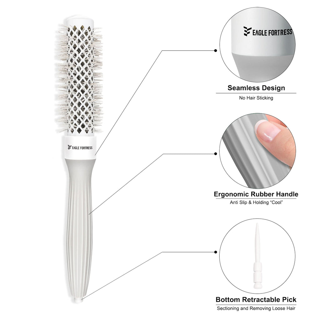 0.98in Ceramic Ionic Round Hair Brush for Blow Drying, Grey