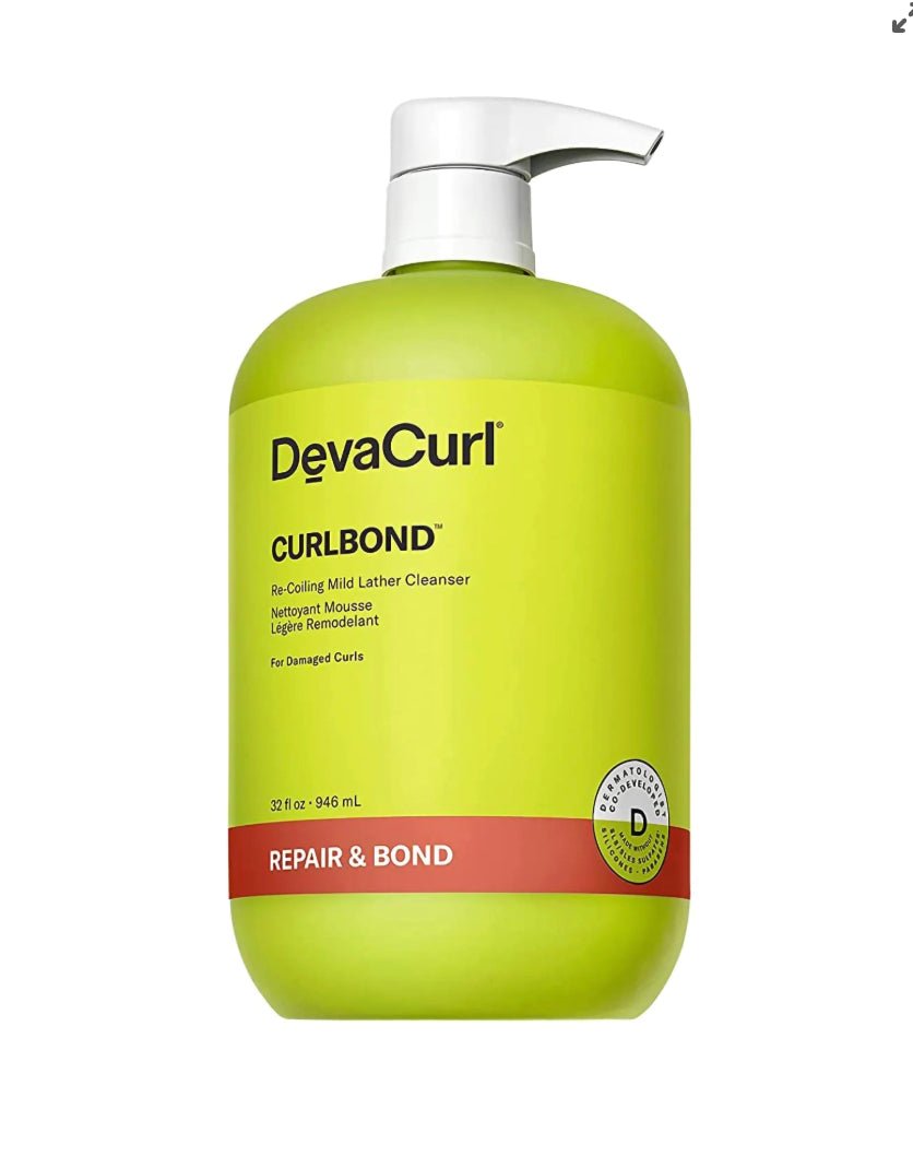 32 oz bottle of DevaCurl CurlBond Re-Coiling Mild Lather Cleanser for curly hair