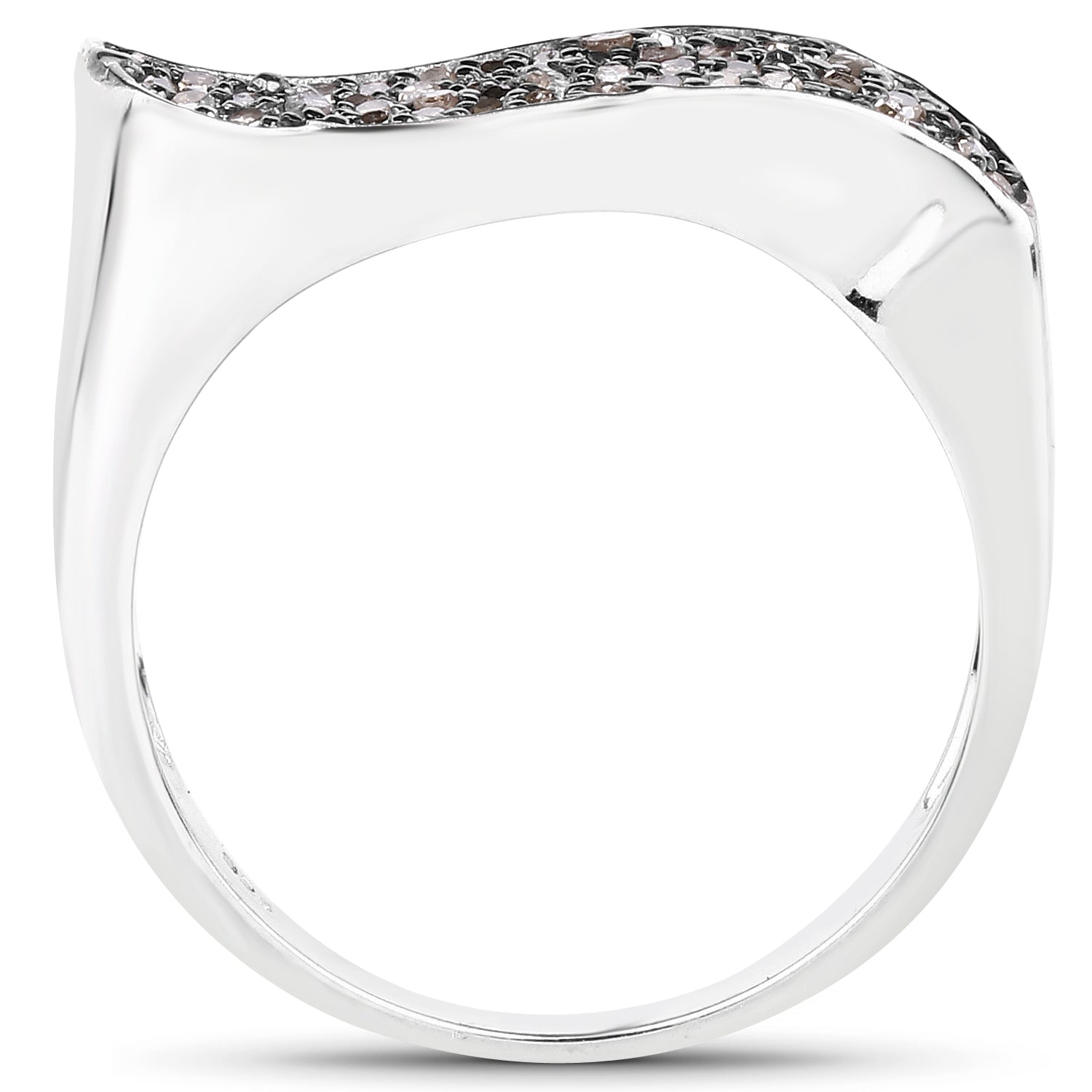 0.21 Carat Genuine Champagne Diamond .925 Sterling Silver Ring