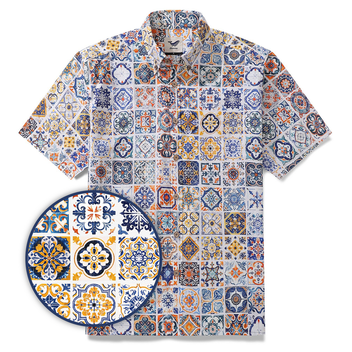 Sicilian Shirt Summer Hawaiian Shirt For Men Colorful Button-down Short Sleeve 100% Cotton Vintage Shirt Mediterranean Passion By Sun