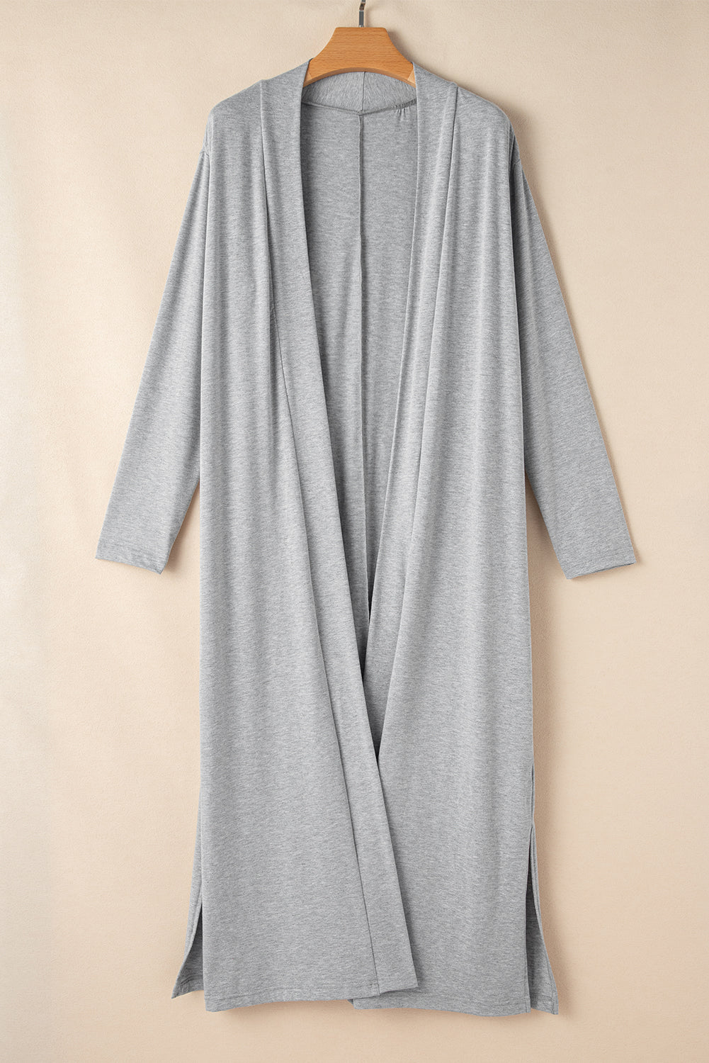 Light Grey Split Long Cardigan & Skinny Pants Lounge Set