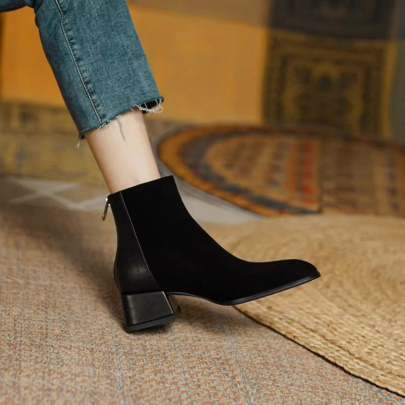 Women’s Suede Mid-Heel Martin Boots Chic Casual Ankle Boots - Image 6