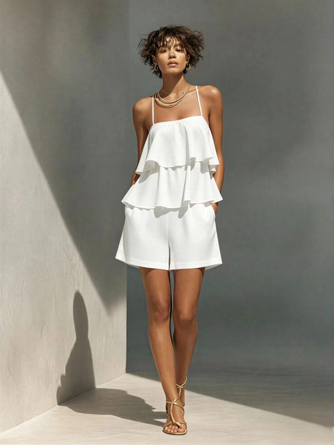 Women's Ruffle Layer Camisole and Shorts Set - Image 10