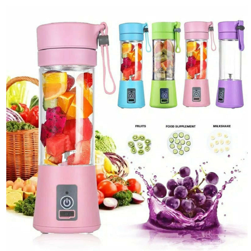Portable USB rechargeable mini blender with 6-blade technology for smoothies and juices