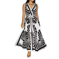 Women’s V-Neck Backless Tropical Print Large Swing Dress
